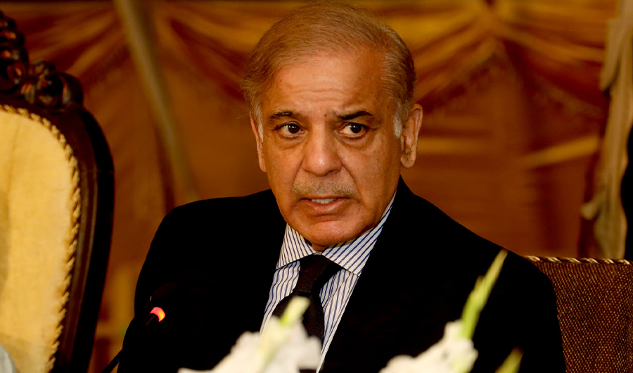 Pakistani PM Shehbaz Sharif addresses Pakistan Muslim League Nawaz party event in Lahore on March 18, 2022. (Shehbaz Sharif FB)