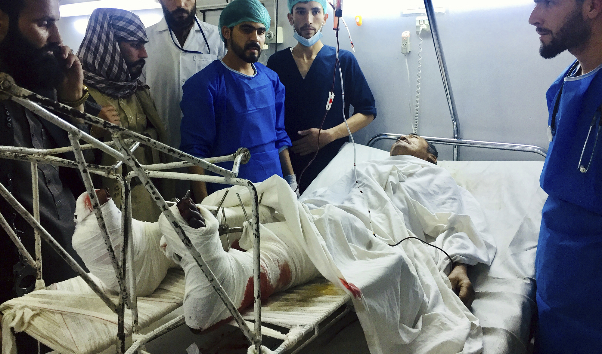 A wounded man receives treatment in a hospital, after a bombing in Mazar-e-Sharif, northern Afghanistan, on April 28, 2022. (AP)