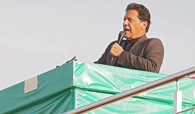 Pakistan Prime Minister Imran Khan speaks to supporters during a rally in Mailsi, Pakistan, on March 6. 2022. (Photo courtesy: Pakistan Tehreek-e-Insaf)