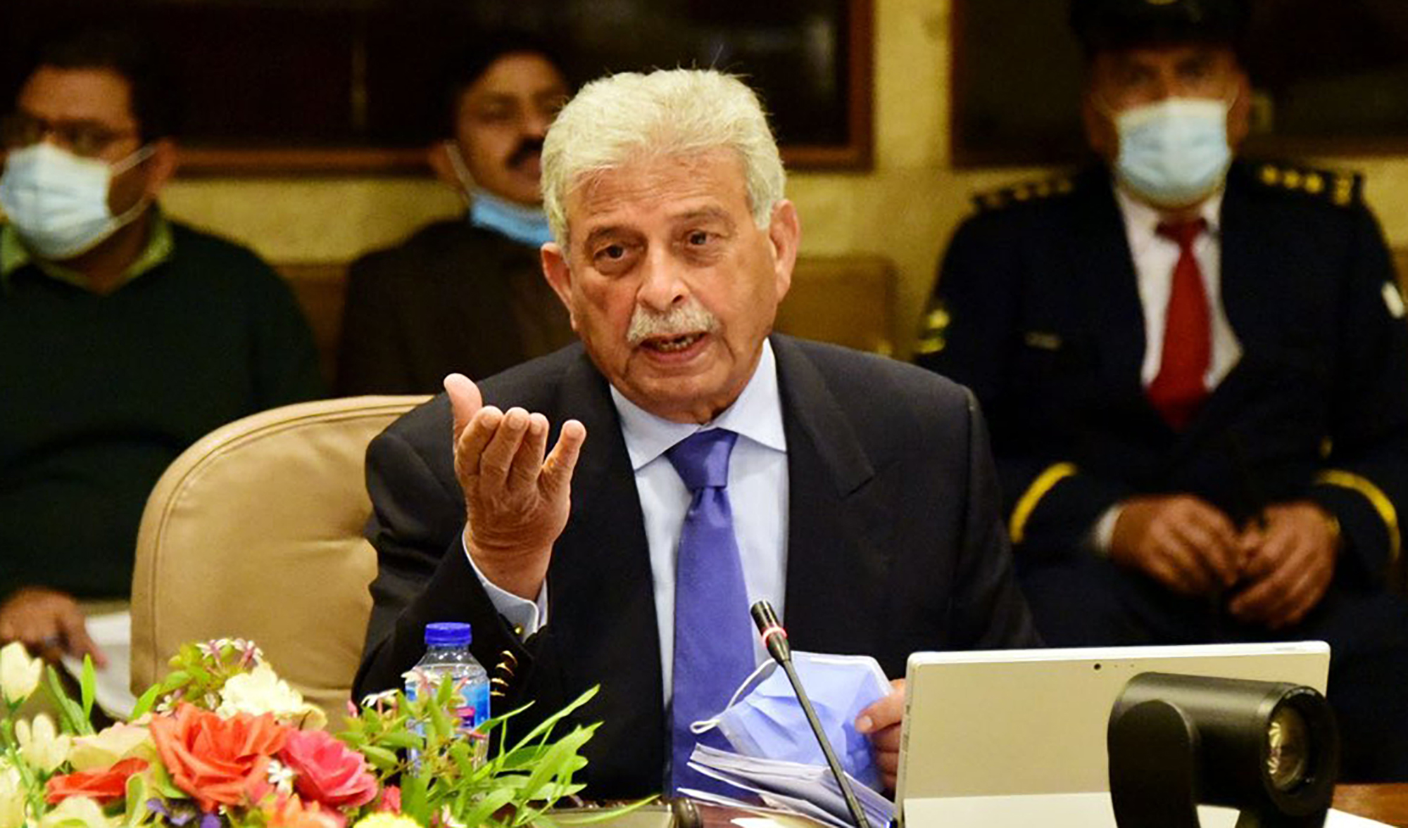 Pakistan's education minister Rana Tanveer speaks at a Public Accounts Committee meeting in Islamabad on February 9, 2022. (Photo courtesy: @RTanveerPMLN/Twitter)