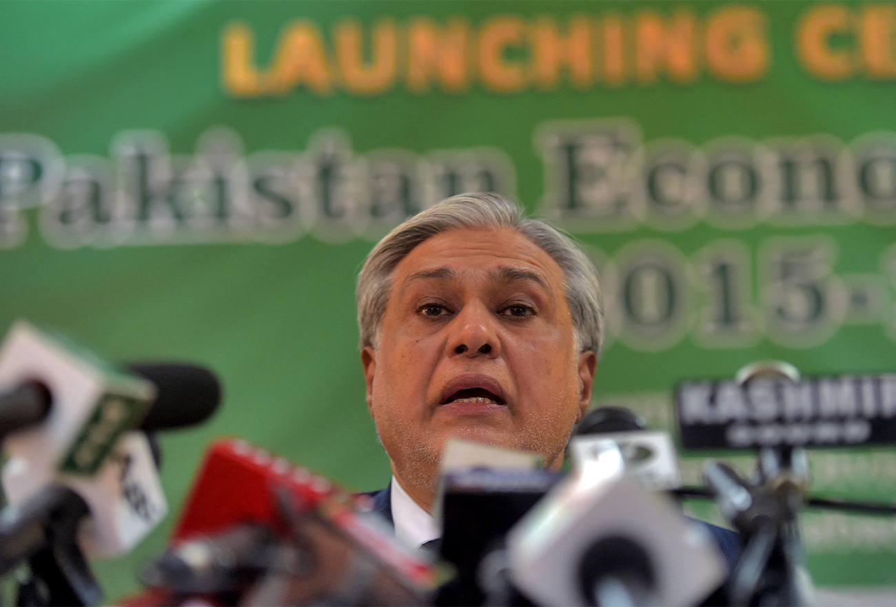 Pakistan's former finance Minister Ishaq Dar speaks after the launch of the economic survey in Islamabad, Pakistan, on June 2, 2016. (AFP/File)