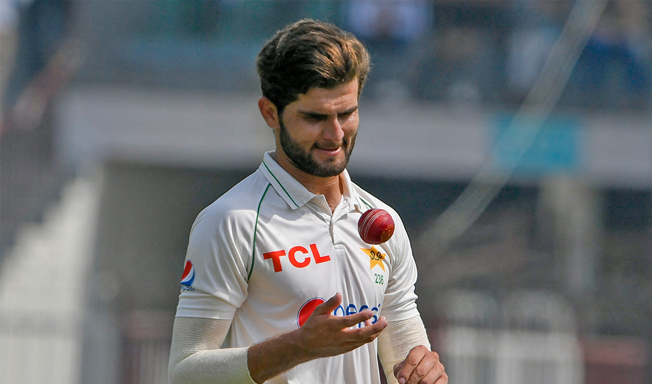 Pakistan's Shaheen Shah Afridi prepares to delivers a ball during a Test match against Australia in Lahore, Pakistan, on March 21, 2022. (AFP/File)