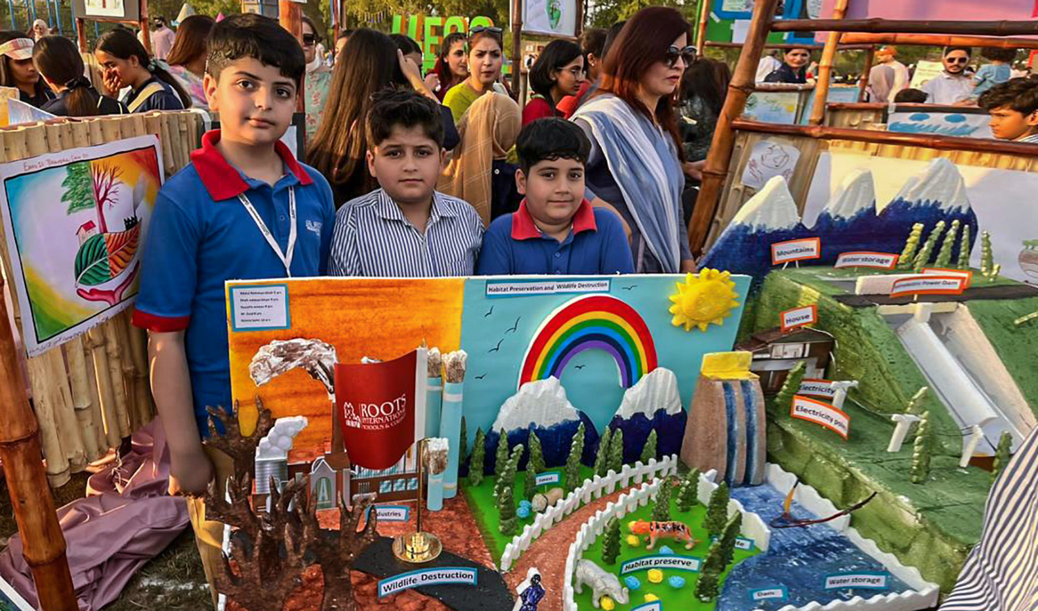 Pakistani children take part in an interactive session on climate change during the Zero-Waste Eco Festival in Islamabad on May 14, 2022. (Photo courtesy: Save the Children)
