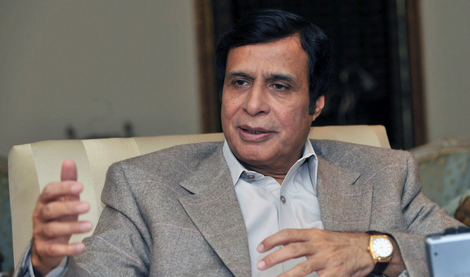 Chaudhry Pervez Elahi, gestures as he speaks during an interview with AFP in Lahore, Pakistan, on February 14, 2008. (AFP/File)