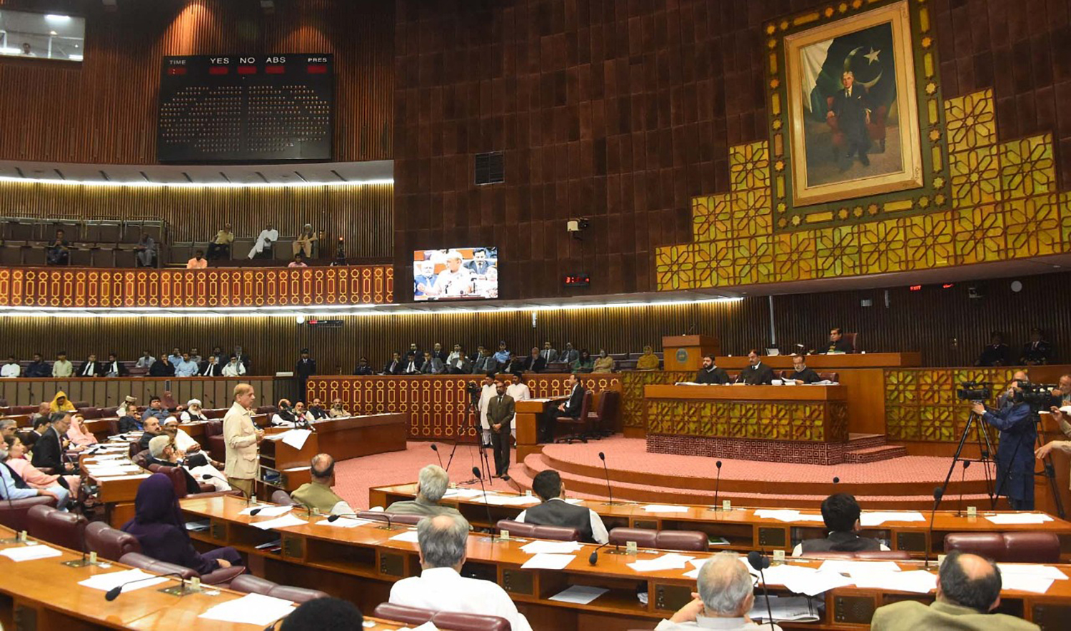 Pakistan Prime Minister Shehbaz Sharif speaks during a parliament session at the National Assembly in Islamabad on May 26, 2022. (Photo courtesy: @NAofPakistan/Twitter)