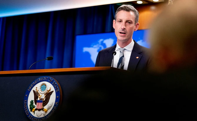 State Department spokesman Ned Price speaks during a news conference at the State Department in Washington, February 28, 2022. (AFP/FILE)