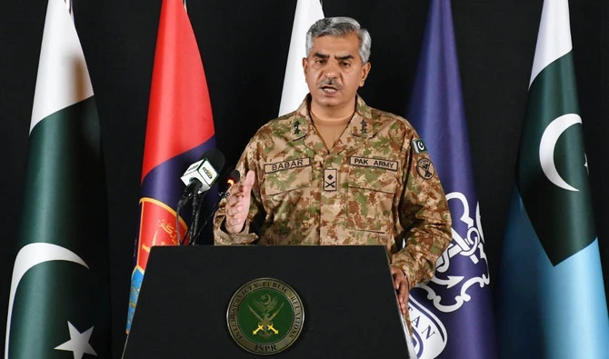 Inter-Services Public Relations (ISPR) director general Maj. Gen. Babar Iftikhar speaks during a press conference at the Pakistan Army headquarters in Rawalpindi on Feb. 27, 2020. (Photo courtesy: ISPR/File)