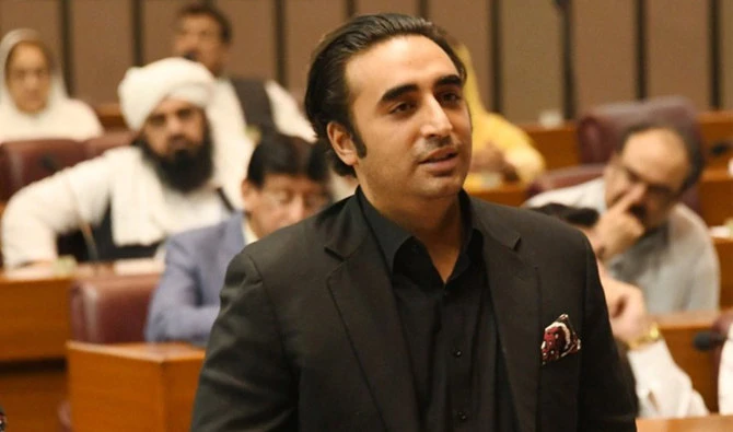 Pakistan People Party (PPP) Chairman Bilawal Bhutto-Zardari speaks in the parliament in Islamabad on April 16, 2022. (National Assembly of Pakistan)
