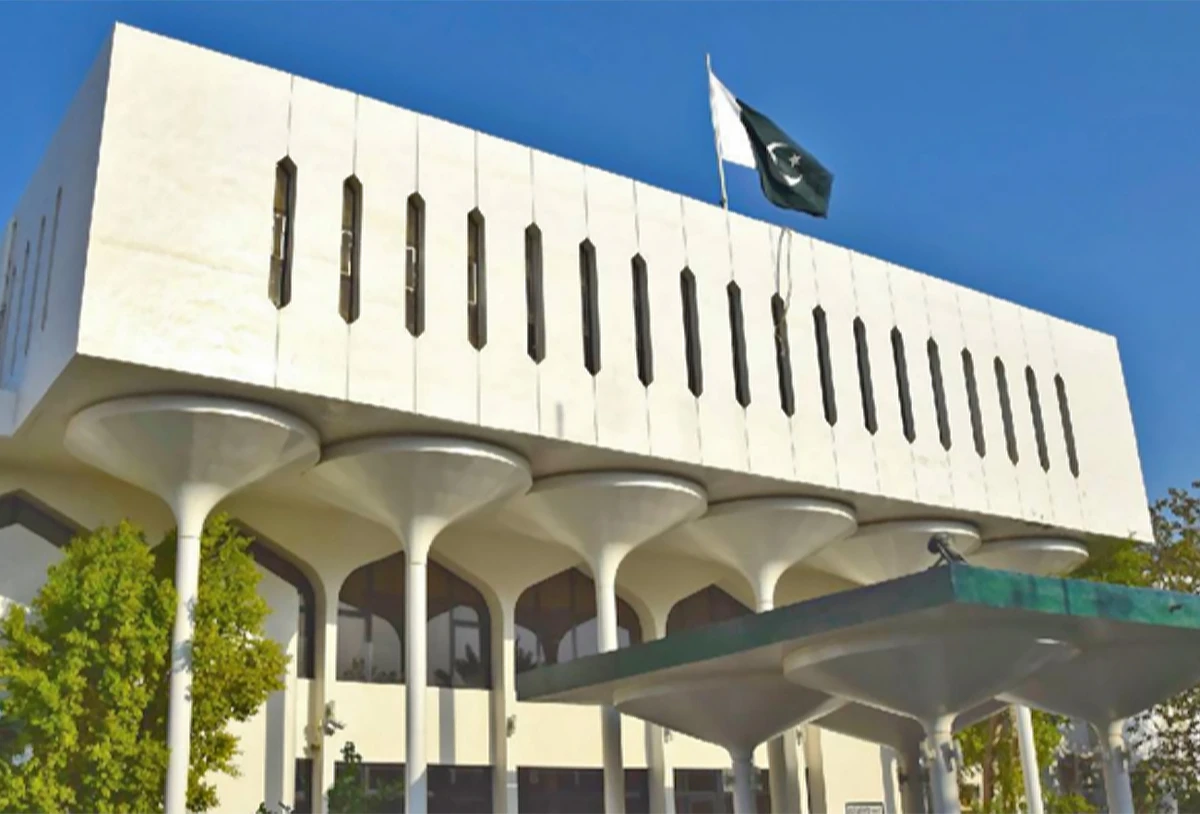 The undated photo shows the exterior view of the Pakistan’s embassy in Abu Dhabi, UAE. (Pakistan Embassy in Abu Dhabi/Twitter)