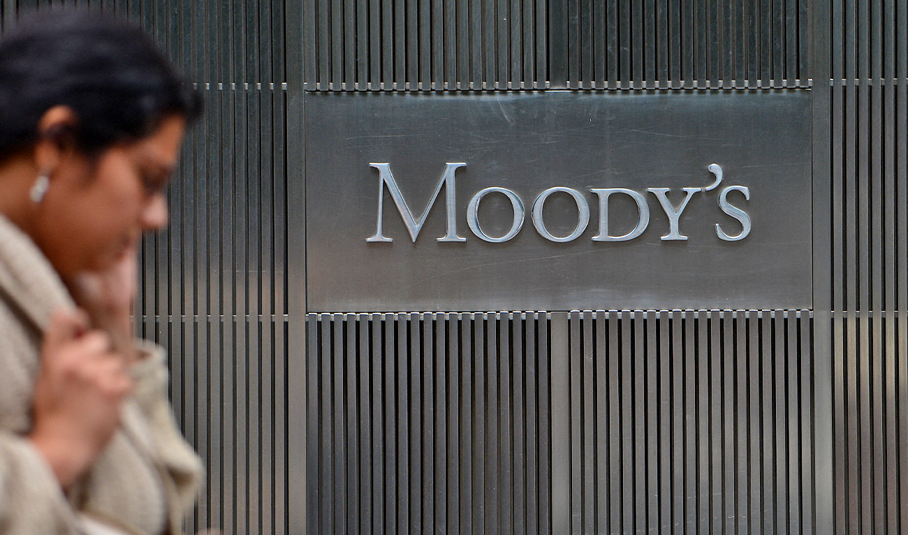 A sign for Moody's rating agency is displayed at the company headquarters in New York, US, on September 18, 2012. (AFP/File)