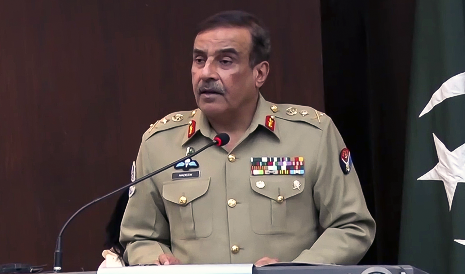In this undated file photo, Chairman Joint Chiefs of Staff Committee (CJCSC) General Nadeem Raza is seen speaking at a seminar in NUST university, Islamabad, Pakistan. (Photo courtesy: ISPR)