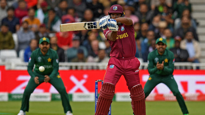 West Indies' Nicholas Pooran bats during the 2019 Cricket World Cup group stage match between West Indies and Pakistan at Trent Bridge in Nottingham, central England, on May 31, 2019. (AFP/File)