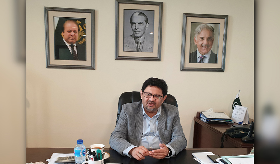 Pakistan's Federal Minister for Finance and Revenue Miftah Ismail speaks during an interview with Reuters at his office, in Islamabad, Pakistan June 11, 2022. (REUTERS)