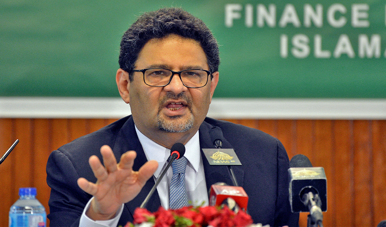 Pakistan's Finance Minister Miftah Ismail speaks during the launch ceremony of 'Economy Survey 2021-22' in Islamabad on June 9, 2022. (AFP/File)
