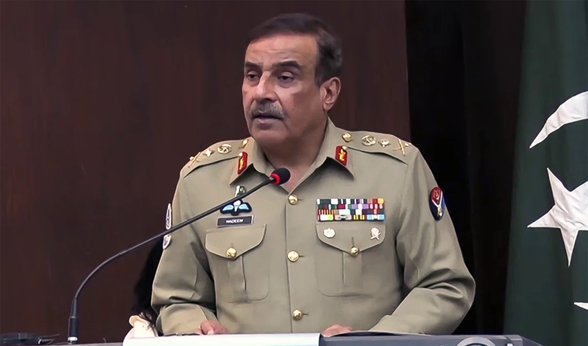 In this undated file photo, Chairman Joint Chiefs of Staff Committee (CJCSC) General Nadeem Raza is seen speaking at a seminar in NUST university, Islamabad, Pakistan. (Photo courtesy: ISPR)