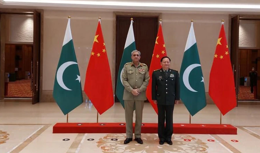 Pakistan Chief of Army Staff, General Qamar Javed Bajwa (L) poses for a photo with General Zhang Youxia Vice Chairman Central Military Commission of China in China on June 12, 2022. (ISPR)