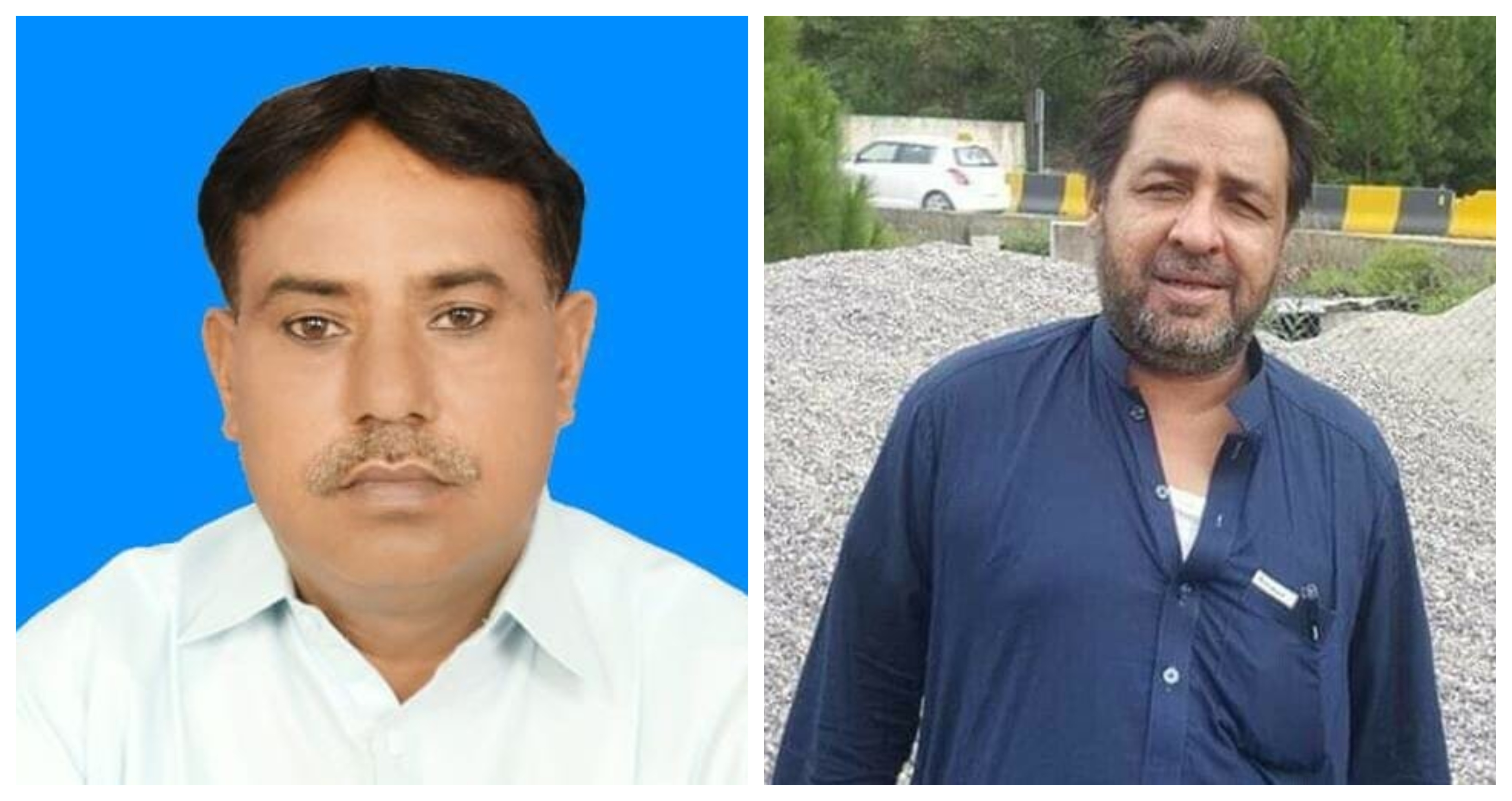 This combination of photos shows Pakistani journalists Ishtiaq Sodharo (L) and Iftikhar Ahmed who were killed in first week of July 2022. (Social Media)