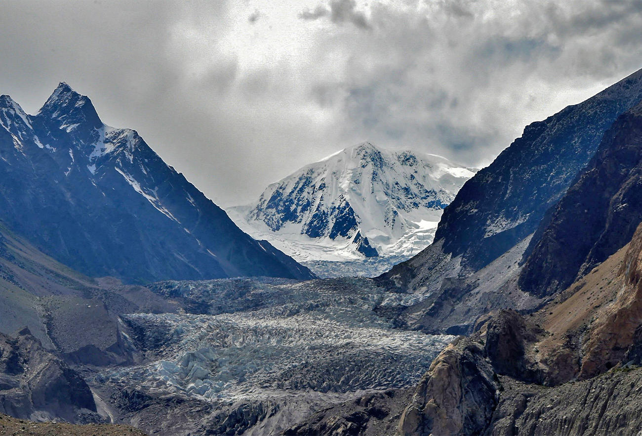 This aerial picture taken on June 10, 2022, shows Passu glacier near Passu village in Pakistan's Gilgit-Baltistan region. (AFP)