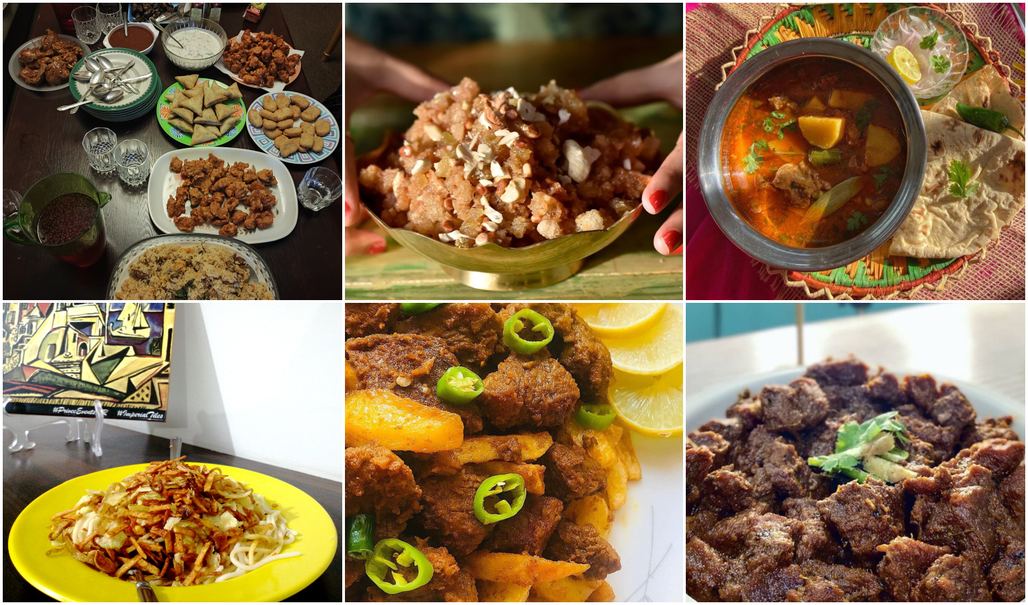 The collage of photos shows different types of cuisine popular in Pakistan's city of Karachi on Eid Al-Adha. (Social media)