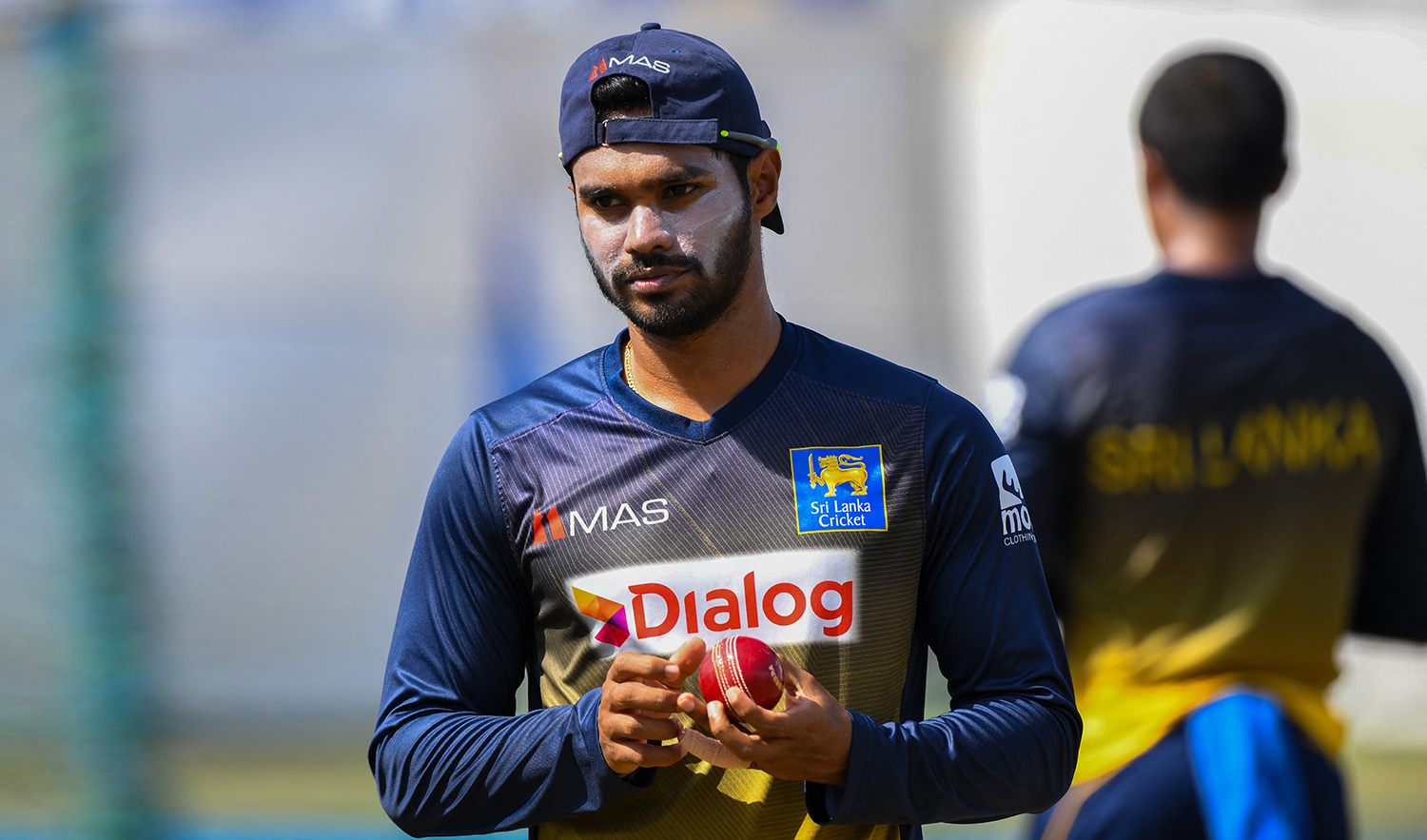 Sri Lanka's Dhananjaya de Silva attends a practice session ahead of their first Test cricket match against Pakistan at the Galle International Cricket Stadium in Galle on July 14, 2022. (AFP)