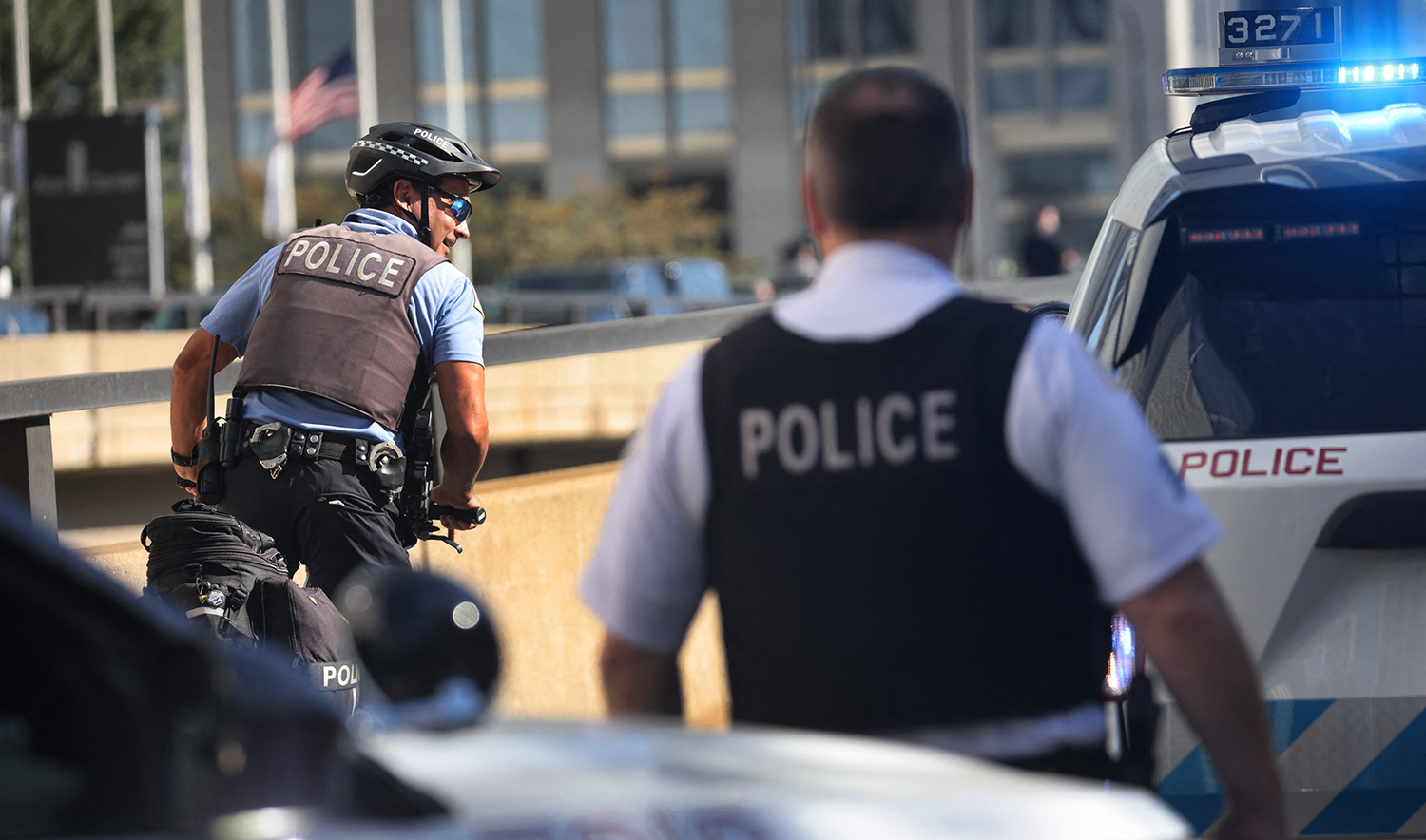 Police officers patrol downtown in Chicago, Illinois on October 19, 2021. (AFP/File)