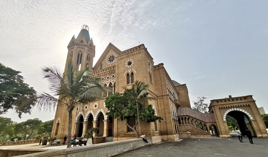 This photo shows a view of Pakistan's iconic building Frere Hall in Karachi, (Photo courtesy: @JalalQazi)