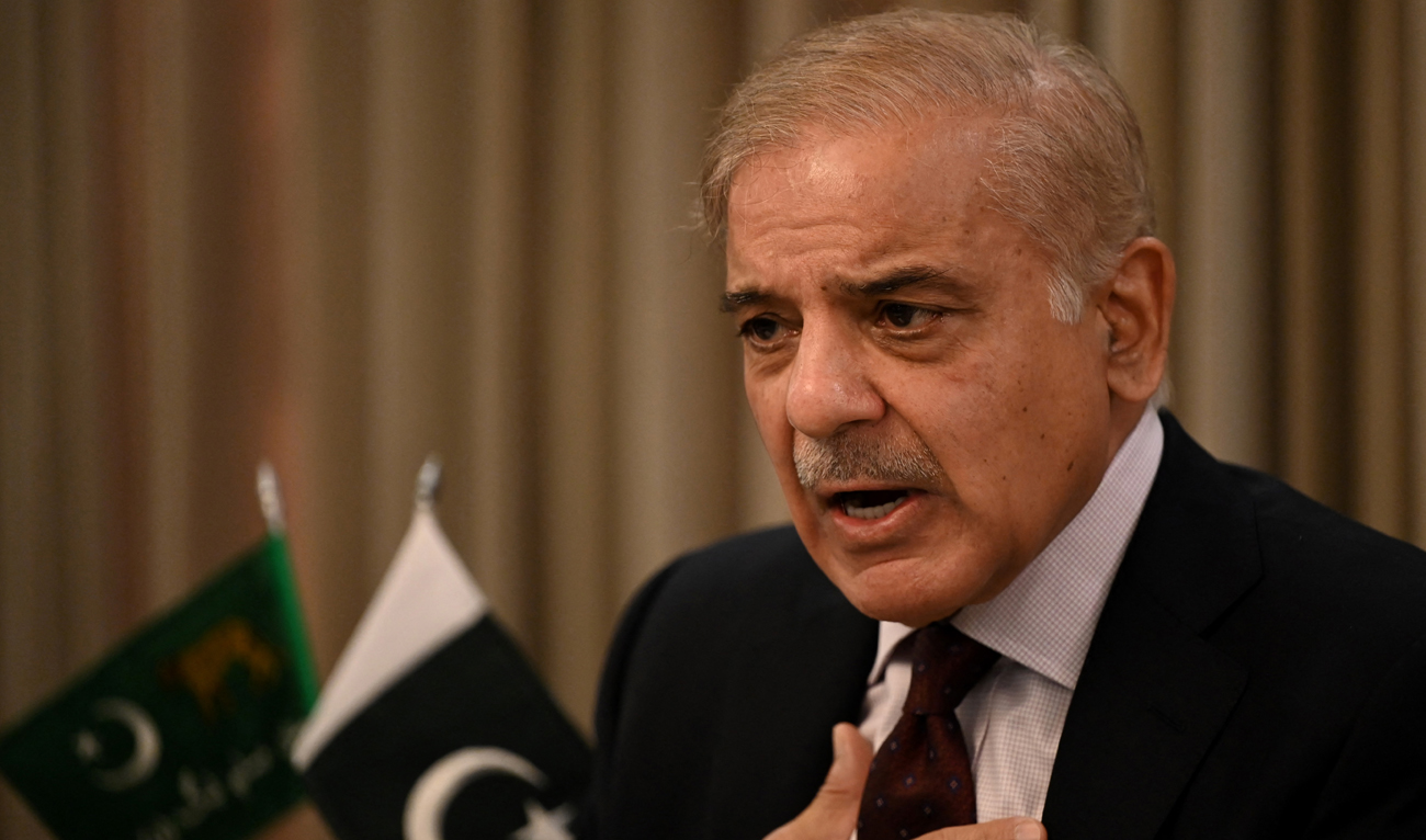 Pakistan Muslim League-Nawaz's Shehbaz Sharif speaks during a news conference in Islamabad on April 1, 2022. (AFP/File)