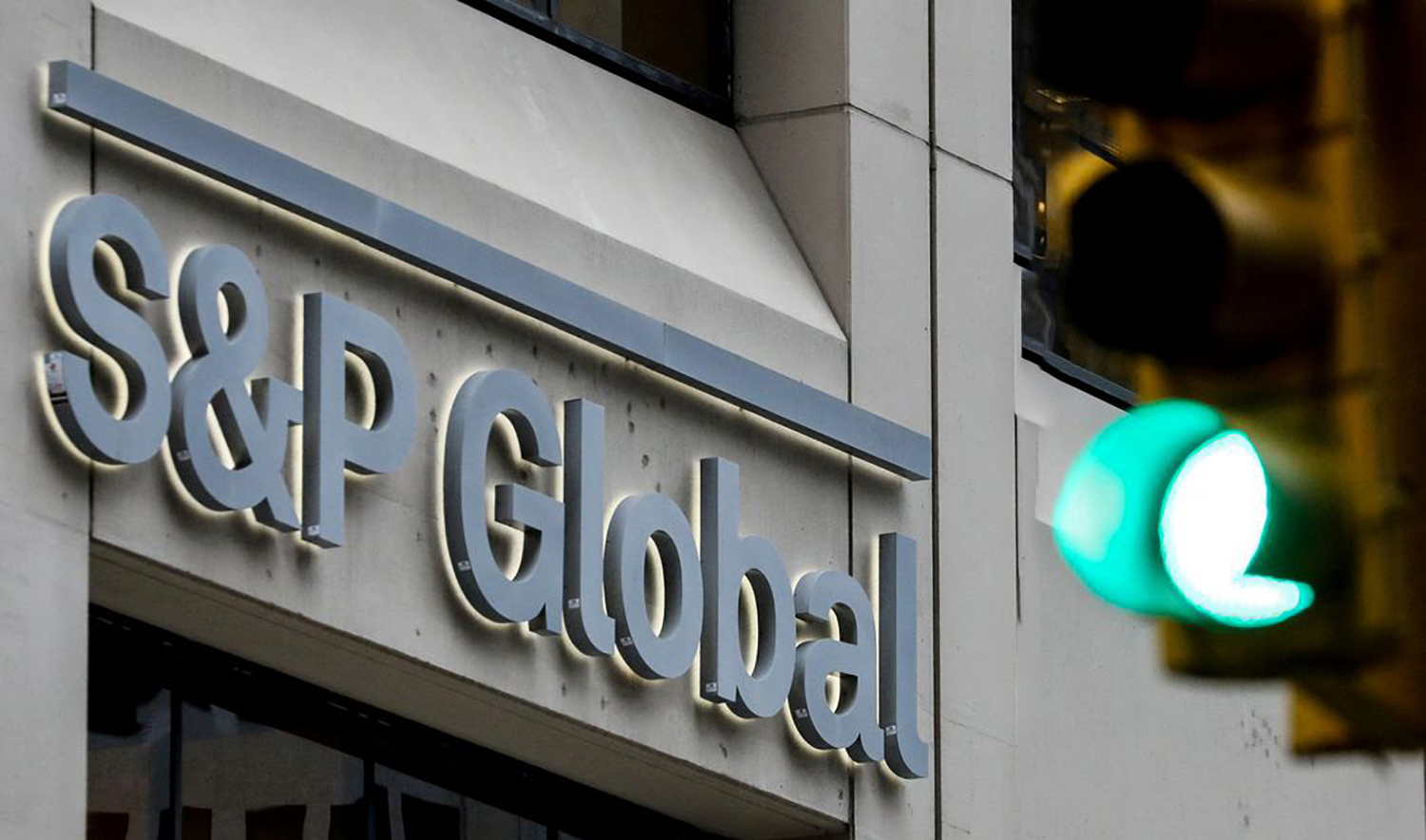 The S&P Global logo is displayed on its offices in the financial district in New York City, US, on December 13, 2018. (REUTERS/File)