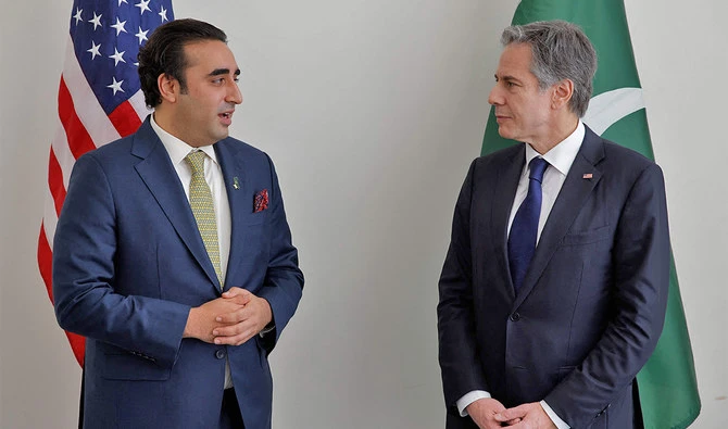 In this file photo, Secretary of State Antony Blinken meets with Pakistani Foreign Minister Bhutto Zardari at United Nations headquarters, in New York, US, on May 18, 2022. (AP/FILE)