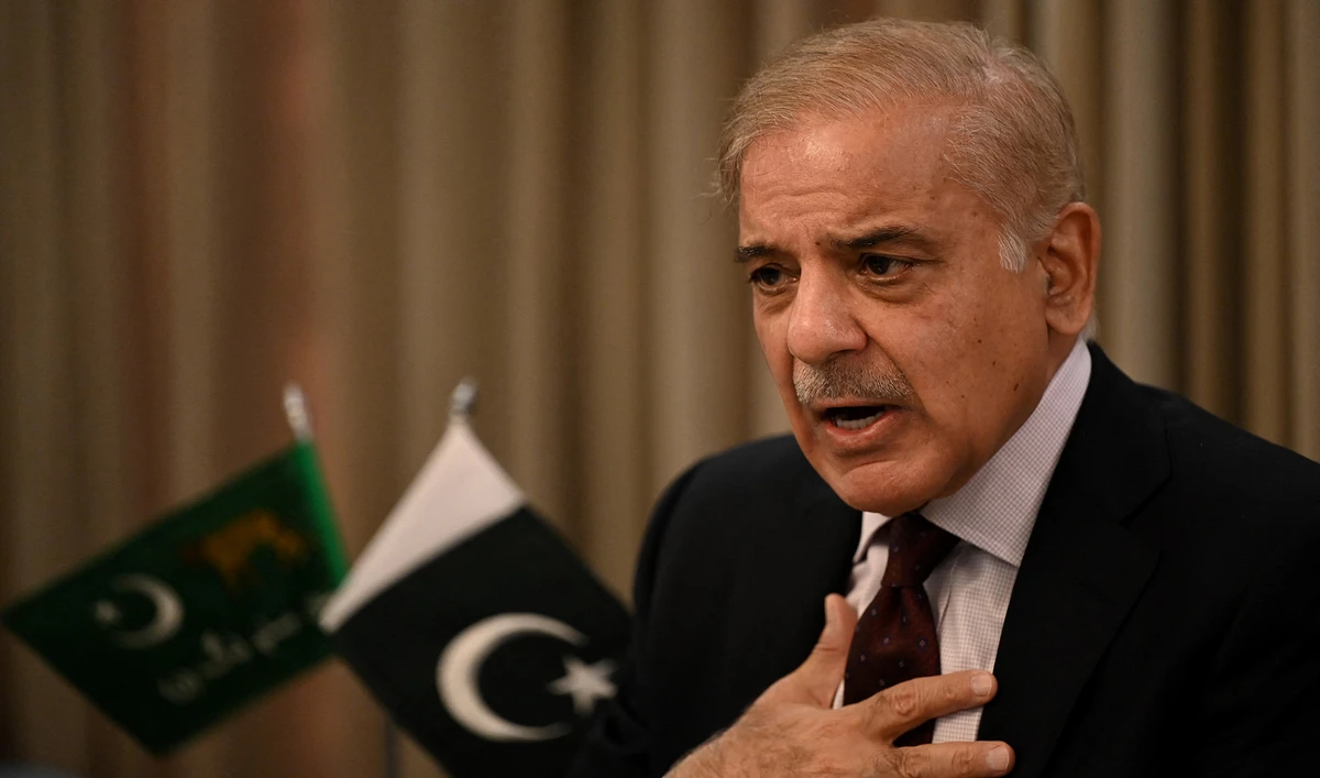 Pakistan's opposition leader Shehbaz Sharif speaks during a news conference in Islamabad on April 1, 2022. (AFP/File)