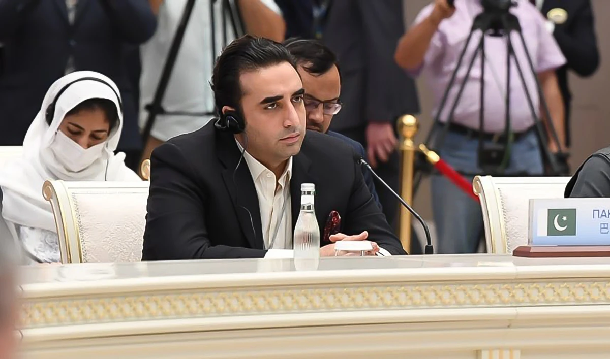 Pakistan Foreign Minister Bilawal Bhutto-Zardari during the Shanghai Council of Foreign Ministers in Tashkent on July 29, 2022. (Photo courtesy: @BBhuttoZardari/Twitter)