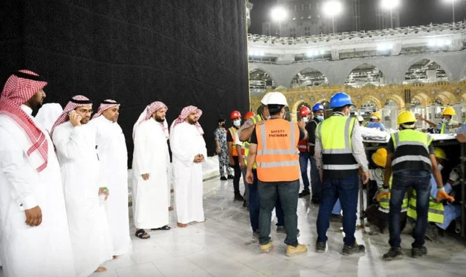 The barriers around the holy Kaaba — installed two years ago to prevent the spread of coronavirus — were removed on Tuesday. (Supplied)