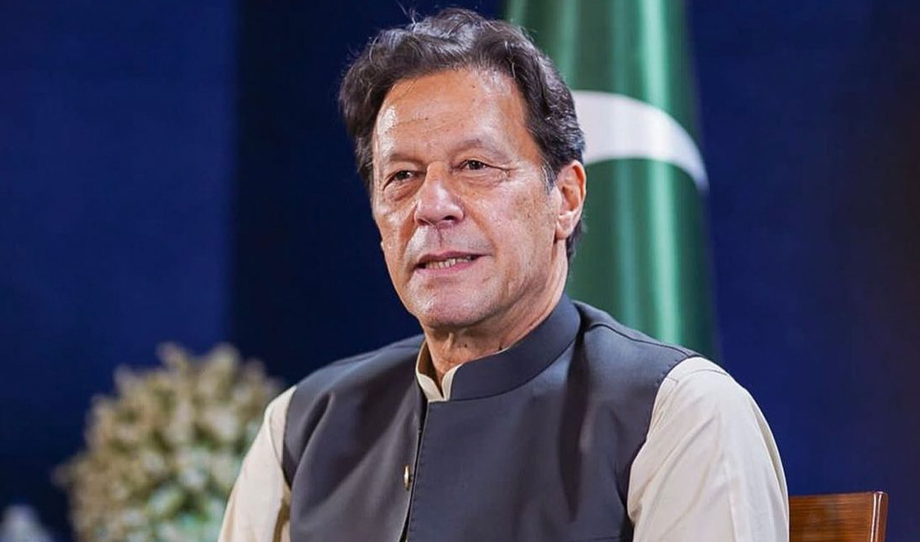 Pakistan's former prime minister Imran Khan gestures during a televised speech on August 10, 2022. (Twitter/PTI)