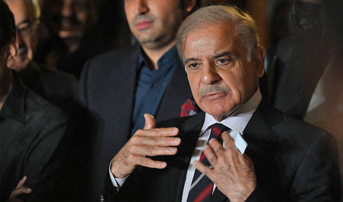 Pakistan's Prime Minister Shehbaz Sharif speaks to media during a press conference in Islamabad, Pakistan, on April 7, 2022. (AFP/File)