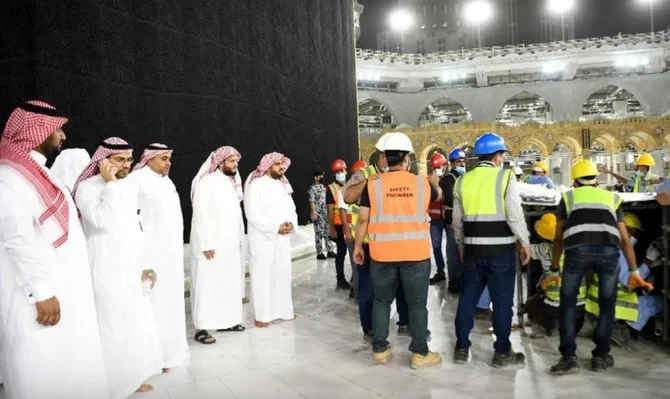 The barriers around the holy Kaaba — installed two years ago to prevent the spread of coronavirus — were removed on Tuesday. (Supplied)