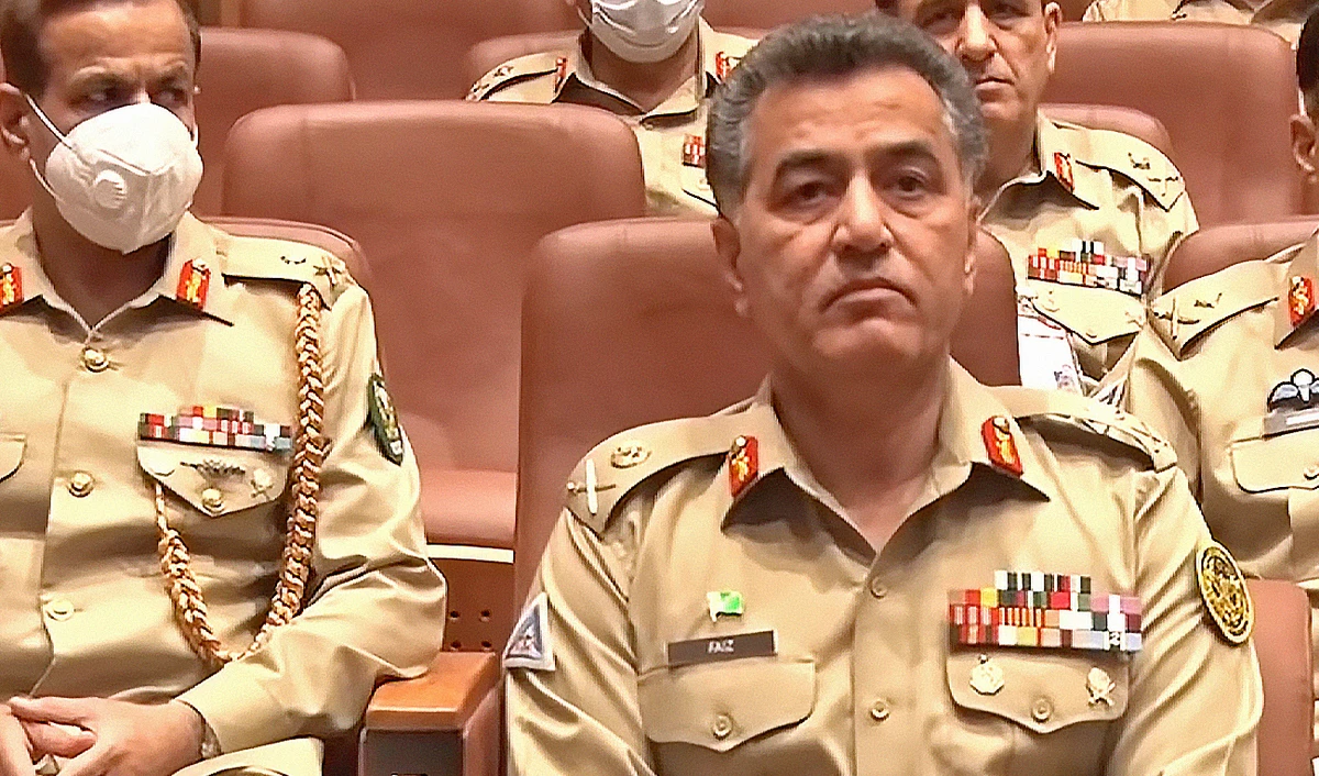Lt. Gen. Faiz Hameed (right) attends 78th Formation Commanders’ Conference held at the General Head Quarters in Rawalpindi, Pakistan, on June 15, 2021. (Photo courtesy: ISPR/File)