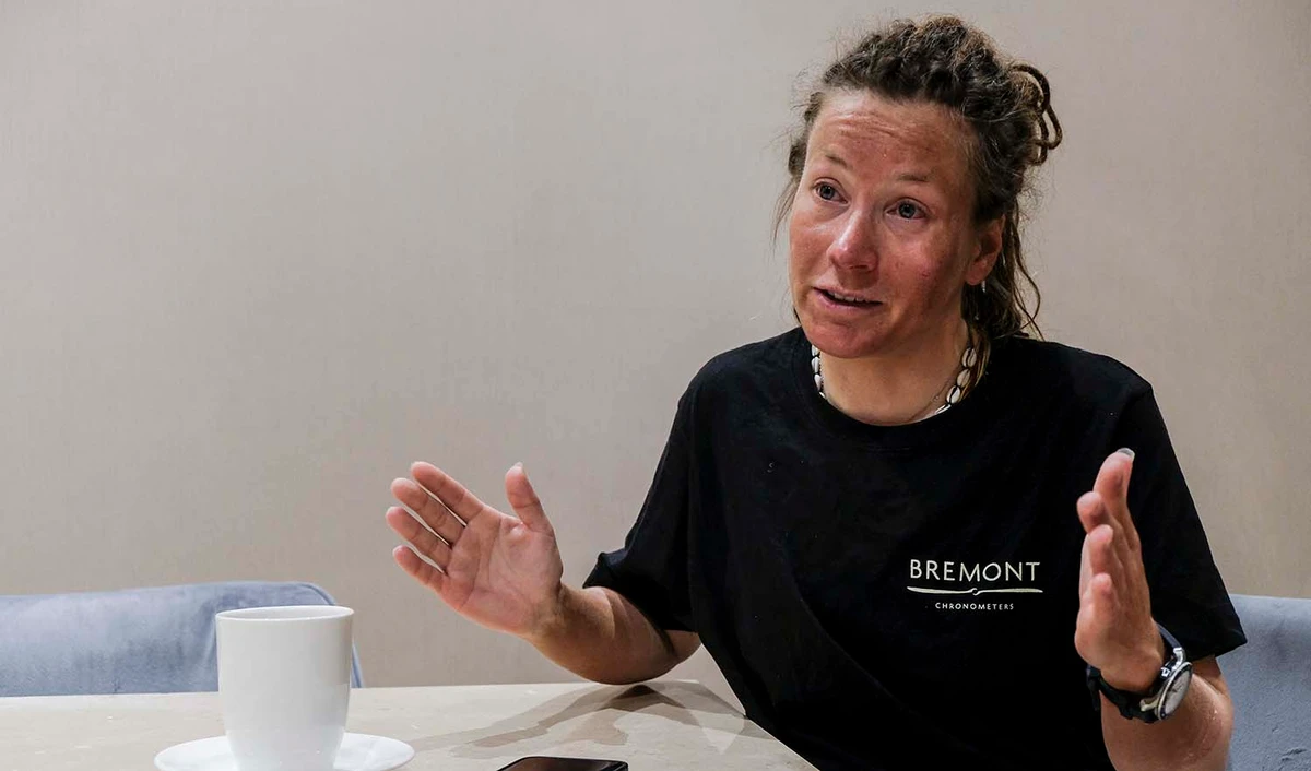 Norwegian mountaineer Kristin Harila speaks during an interview with AFP in Kathmandu, Nepal on May 30, 2022. (AFP/File)