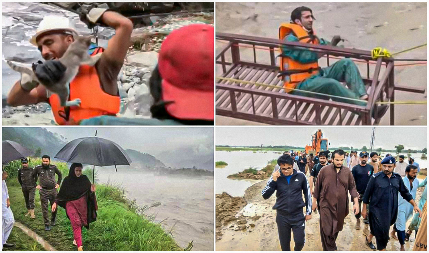 The combination of photos of people who emerged as heroes amid torrential rains and floods in Pakistan. (Photo courtesy: social media)
