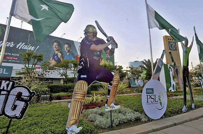 A cut-out of an Australian cricketer Shane Watson is displayed along roadside in Karachi, Pakistan, on February 15, 2020. (AP/File)
