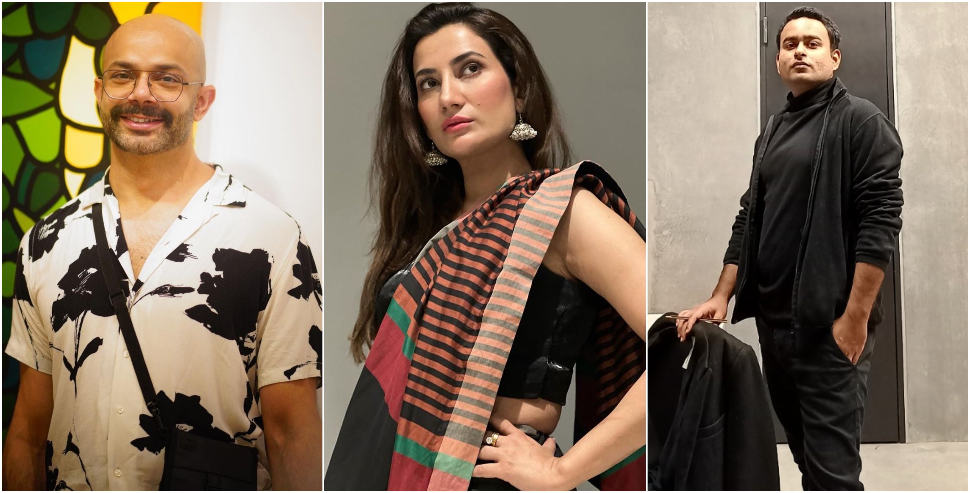 This combination of photos shows Pakistani visual artists Ahmer Farooq (L), Aroosa Rana (C), and Mahbub Jokhio. (Supplied)