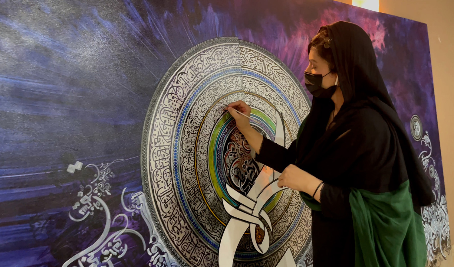 Ayesha Kamal, a contemporary Islamic calligrapher, is pictured at her studio in Lahore, Pakistan on August 24, 2022. (AN photo)