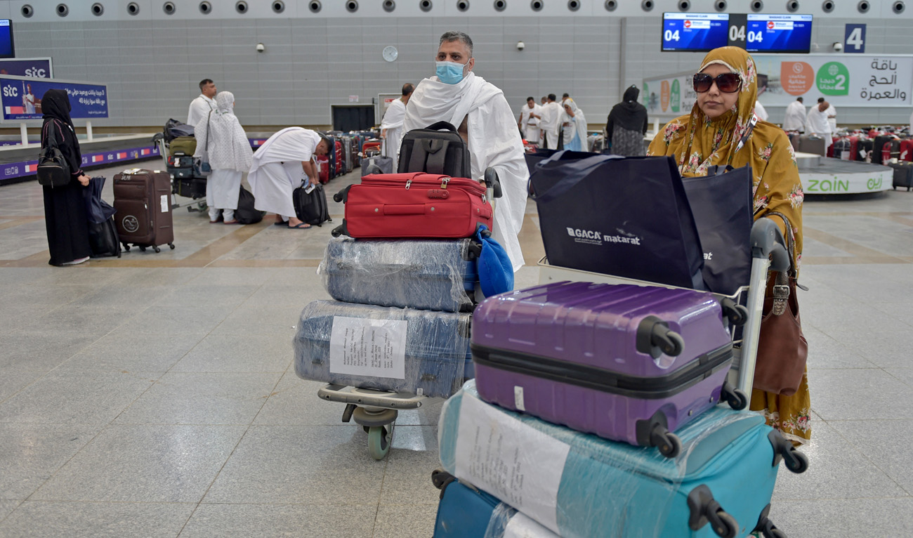 Muslim pilgrims arrive at King Abdulaziz International Airport in Saudi Arabia's Red Sea coastal city of Jeddah on June 5, 2022. (AFP/File)