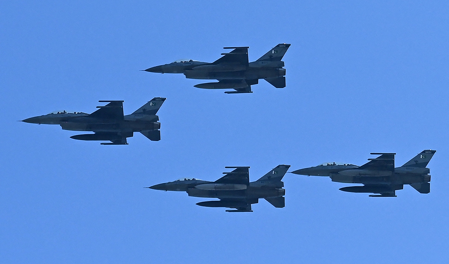 Pakistan's Air Force F-16 fighter jets take part in a rehearsal ahead of Pakistan's Day parade on March 23, in Islamabad on March 15, 2022. (AFP/File)