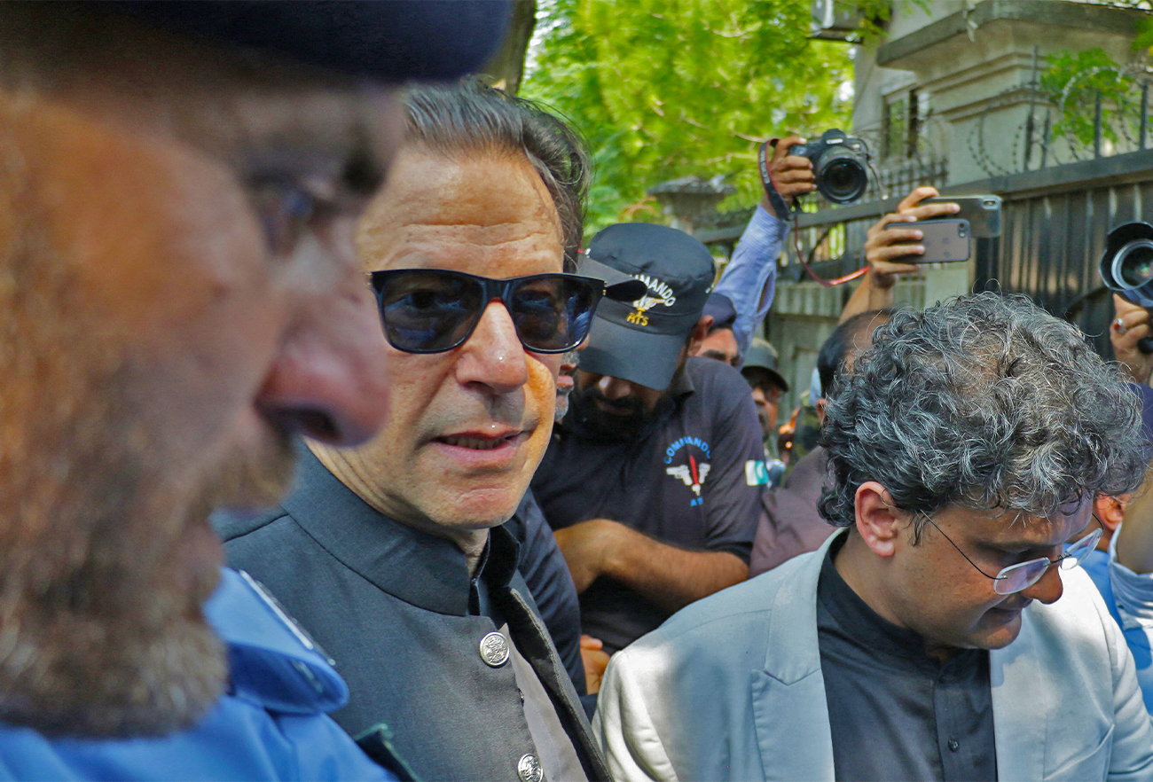 Former Pakistan's prime minister Imran Khan (C) arrives in a court for a case hearing in Islamabad on September 8, 2022. (AFP/File)