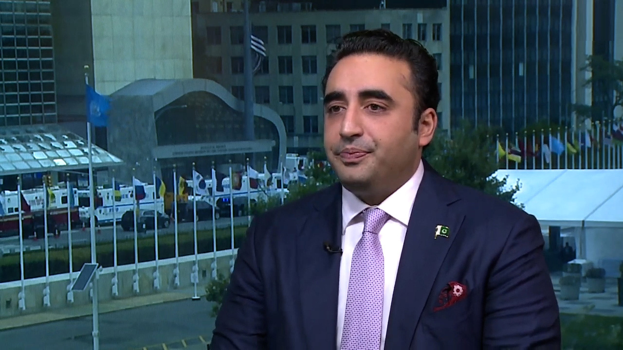 Pakistan's Foreign Minister Bilawal Bhutto-Zardari during an interview with Al-Arabiya News Channel on September 24, 2022. (Photo courtesy: Al-Arabiya)