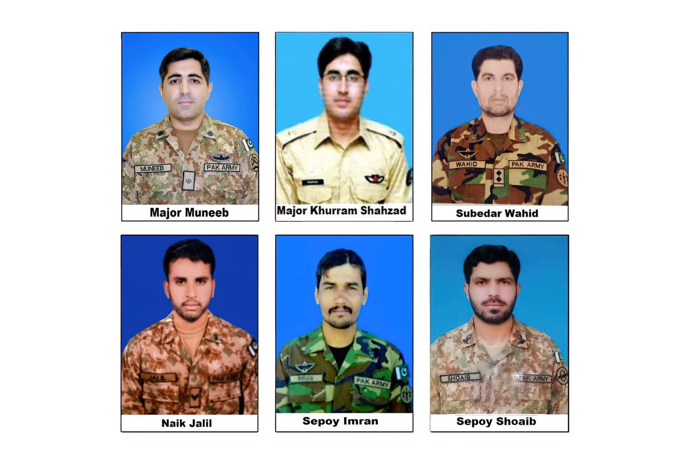 The image provided by Pakistan Military's media wing shows six Pakistani servicemen killed in a helicopter crash on September 25, 2022. (Photo courtesy: ISPR)