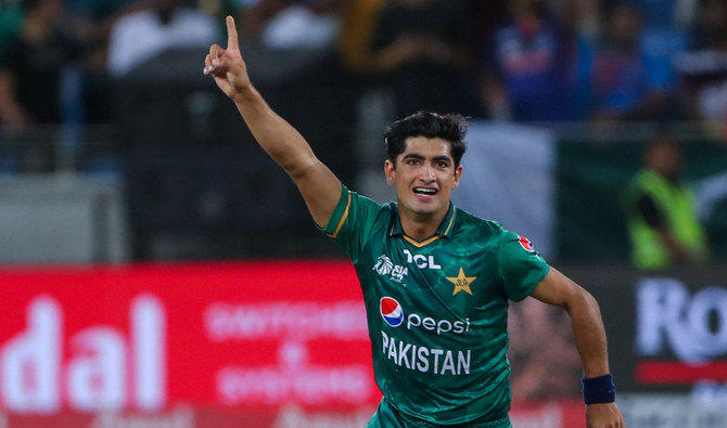 Pakistan's Naseem Shah celebrates after bowling out India's KL Rahul during the Asia Cup Twenty20 international cricket Group A match between India and Pakistan at the Dubai International Cricket Stadium in Dubai on August 28, 2022. (AFP/File)