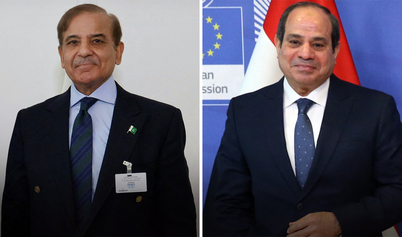 The combination of photos shows Pakistan's Prime Minister Shehbaz Sharif (left) and Egyptian President Abdel Fattah El-Sisi. (AFP/File)