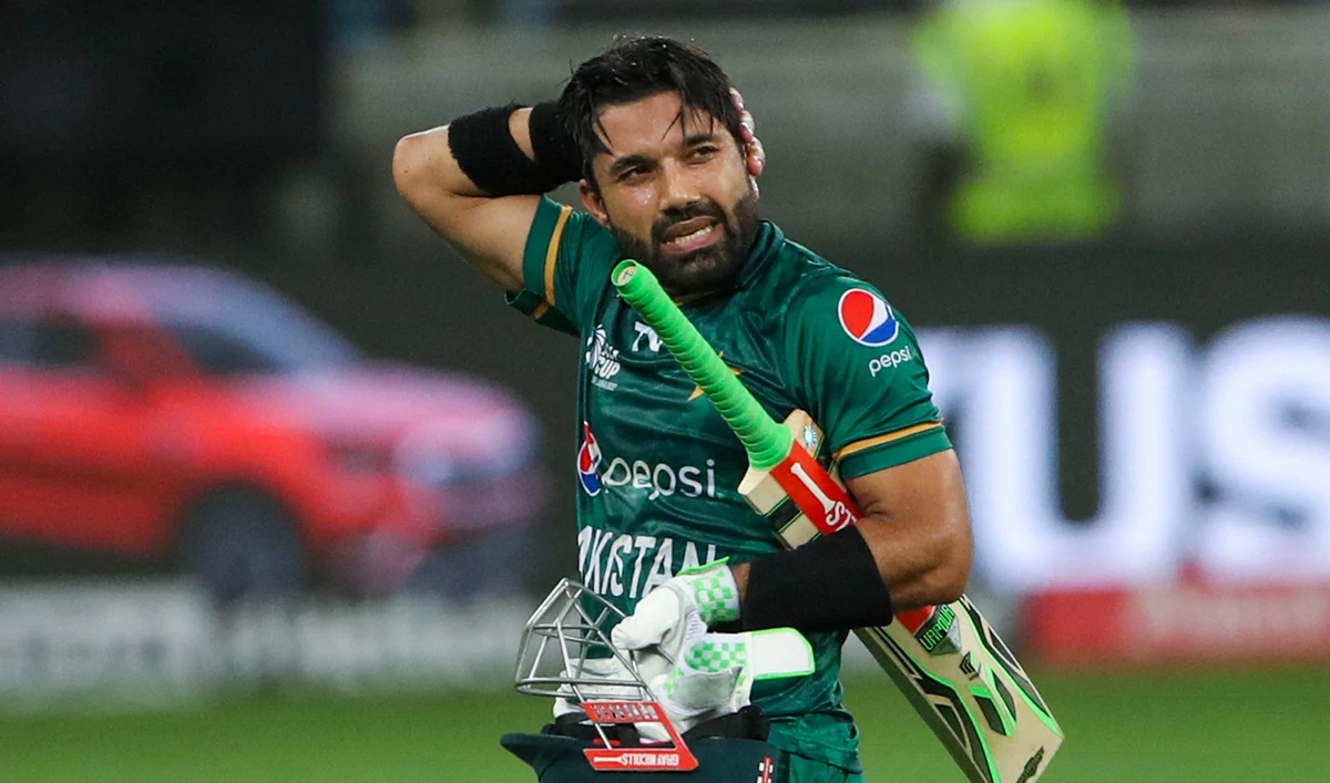 Pakistan's Mohammad Rizwan leaves the field after being dismissed during the Asia Cup Twenty20 international cricket Super Four match between India and Pakistan in Dubai, UAE on September 4, 2022. (AFP)
