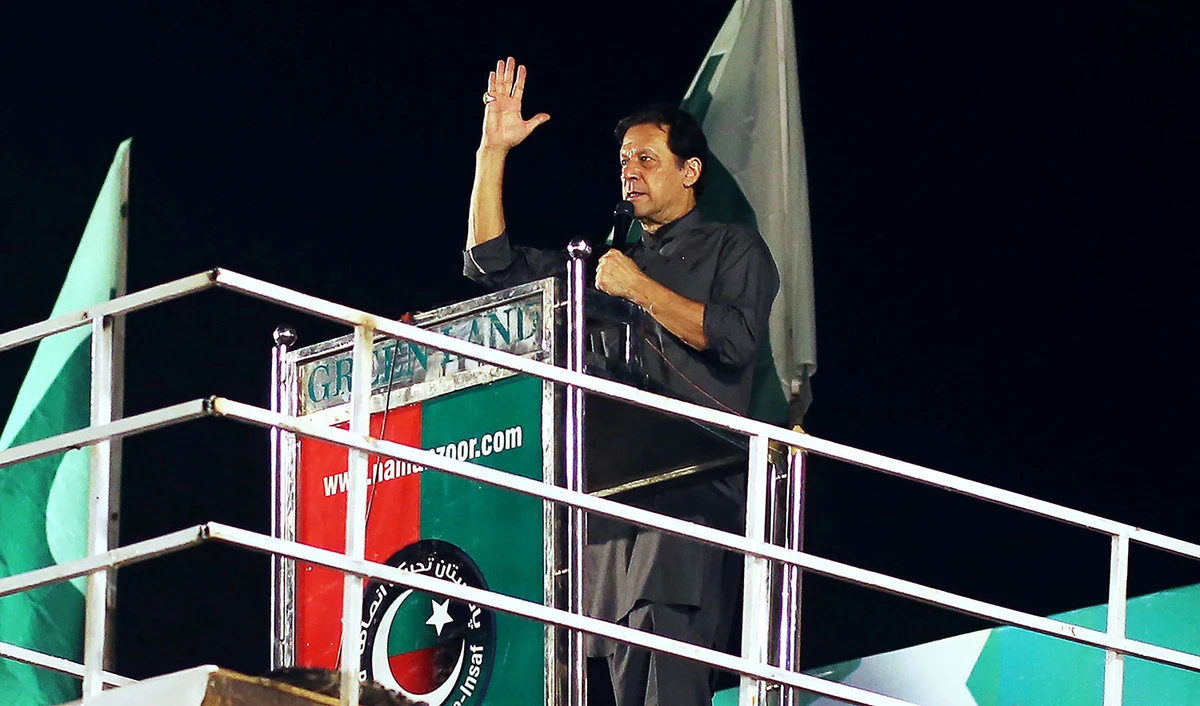 Former Pakistan's prime minister Imran Khan delivers a speech in a rally in Multan on September 8, 2022. (AFP/File)